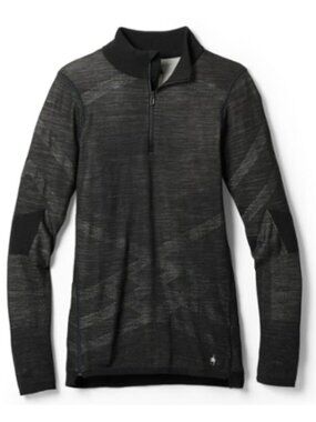 SmartWool Intraknit Merino 200 1/4 Zip Base Layer Top Black/White Size XL